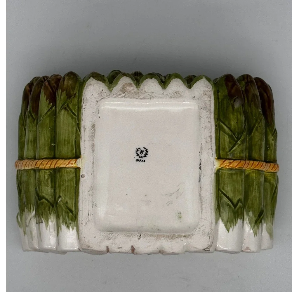 Vintage Majolica‎ Asparagus Tureen: Trompe l'oeil Kitchen Decor Ceramic Japan